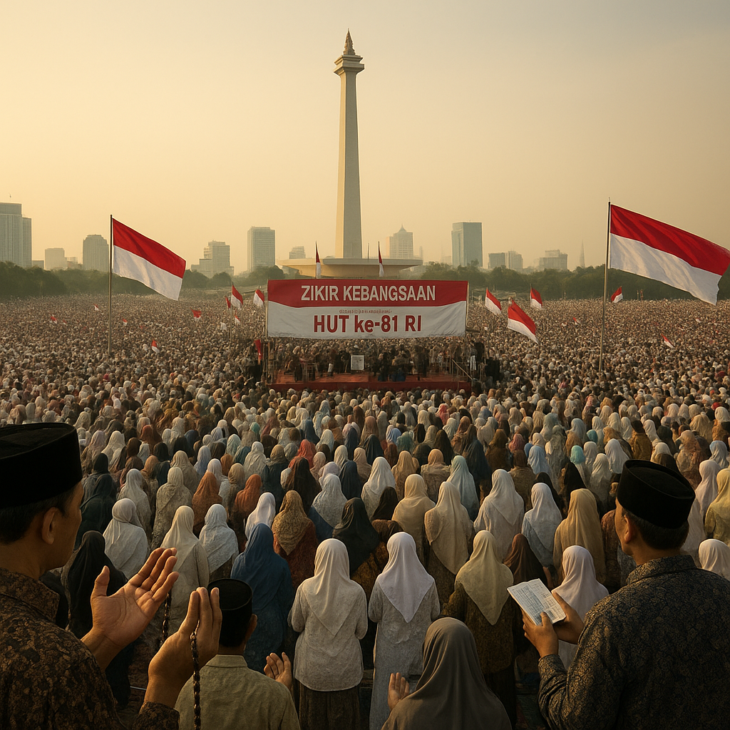 100 Ribu Jemaah Larut dalam Gema Zikir Kebangsaan HUT ke-81 RI di Monas