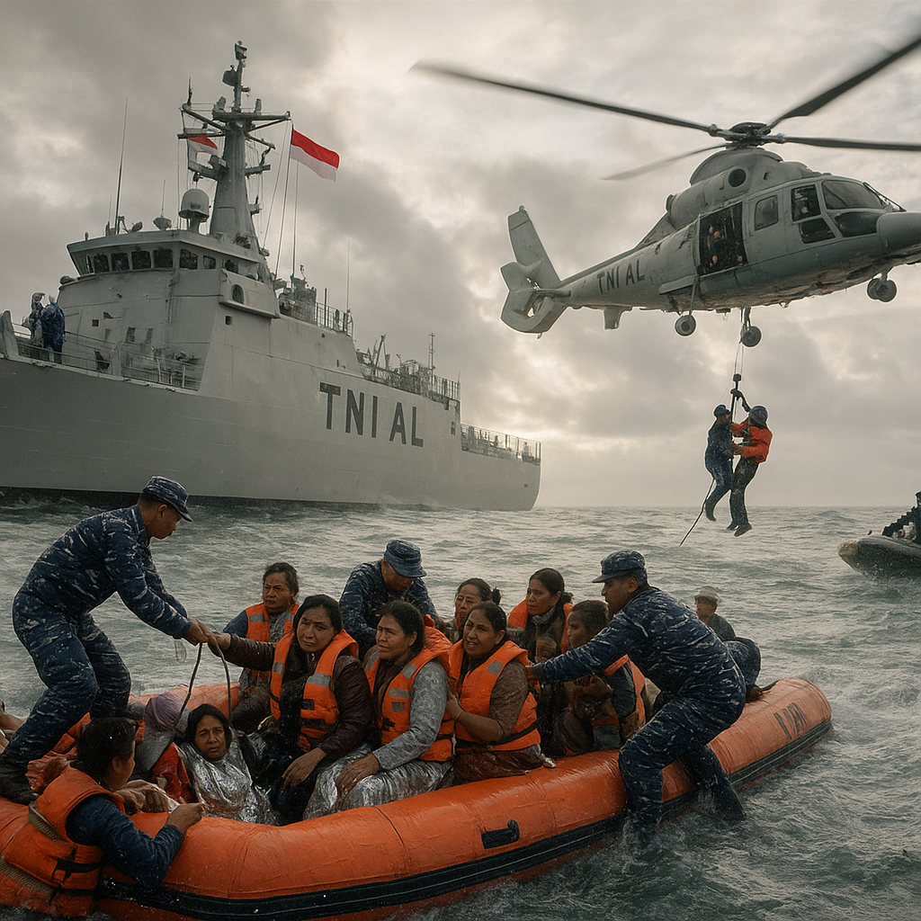 TNI AL Kerahkan Kapal dan Pesawat dalam Operasi Evakuasi Heroik Korban KM Mutiara Sentosa II