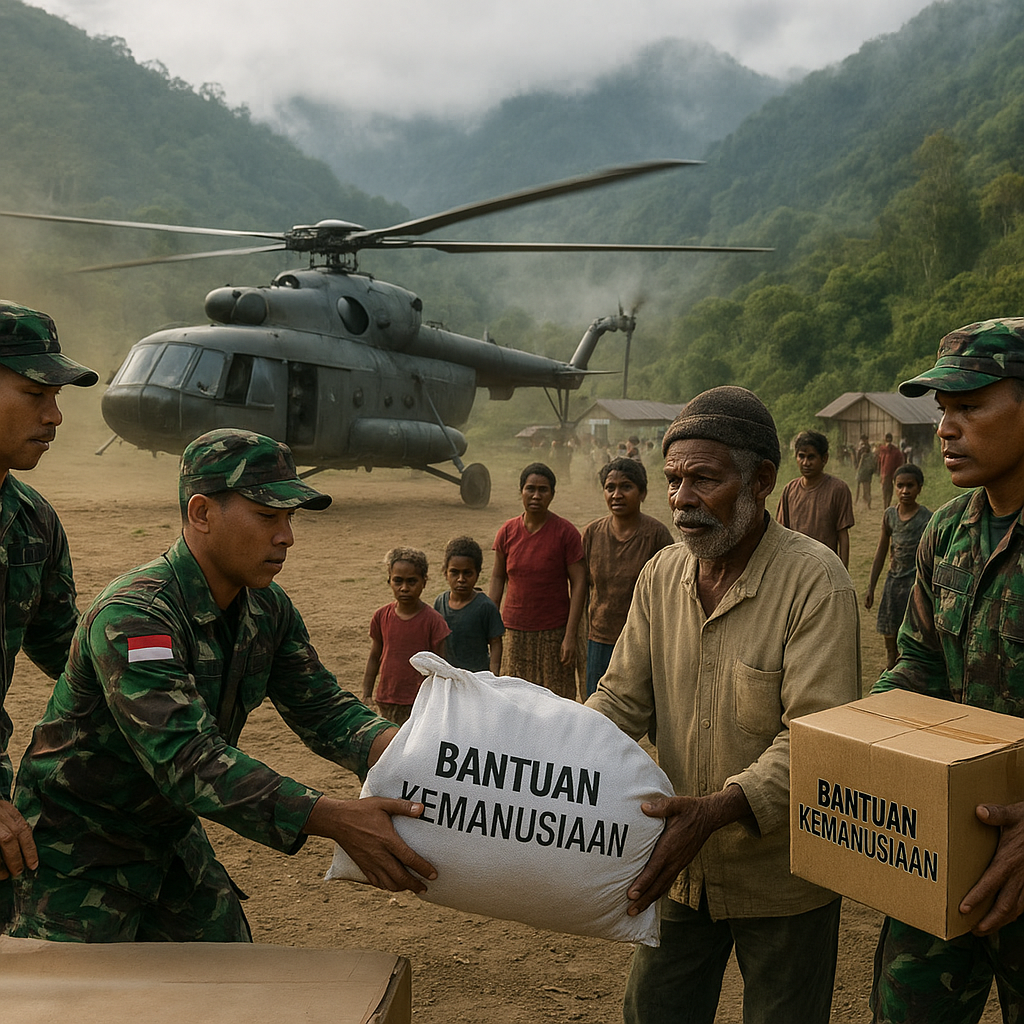 Tembus Medan Ekstrem, Koops TNI Habema Berhasil Salurkan 2 Ton Bantuan Kemanusiaan ke Tiga Distrik di Kabupaten Puncak