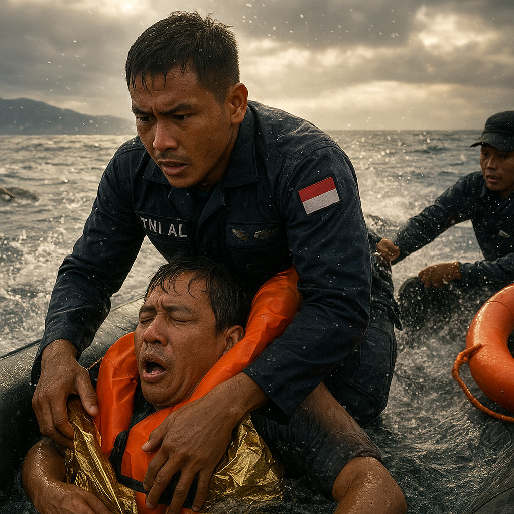 Prajurit TNI AL Berhasil Selamatkan Korban Kapal Tenggelam di Perairan Selat Sunda, Aksi Heroik di Tengah Ombak Berbahaya