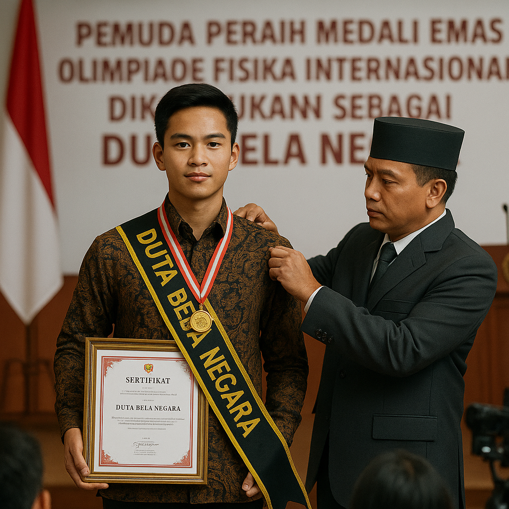 Pemuda Peraih Medali Emas Olimpiade Fisika Internasional Dikukuhkan sebagai Duta Bela Negara