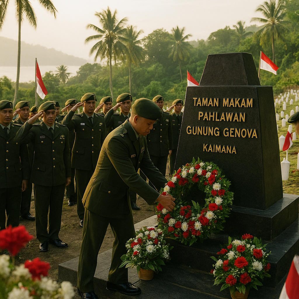 HUT Ke-1 Yonif TP 864/NN, Prajurit Ziarah ke TMP Gunung Genova Kaimana