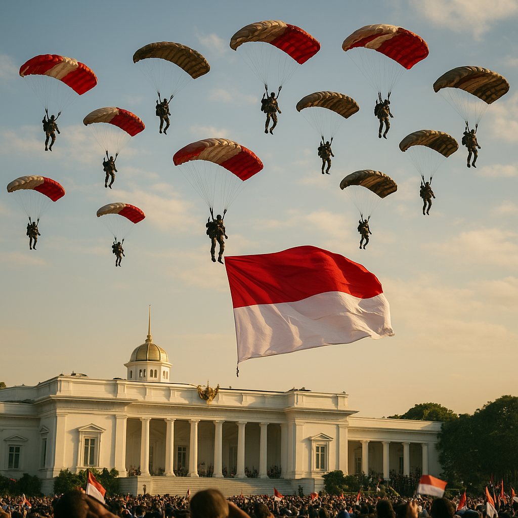 17 Penerjun Kopassus Siap Mengibarkan Sang Dwiwarna di Langit Istana pada HUT ke-81 RI