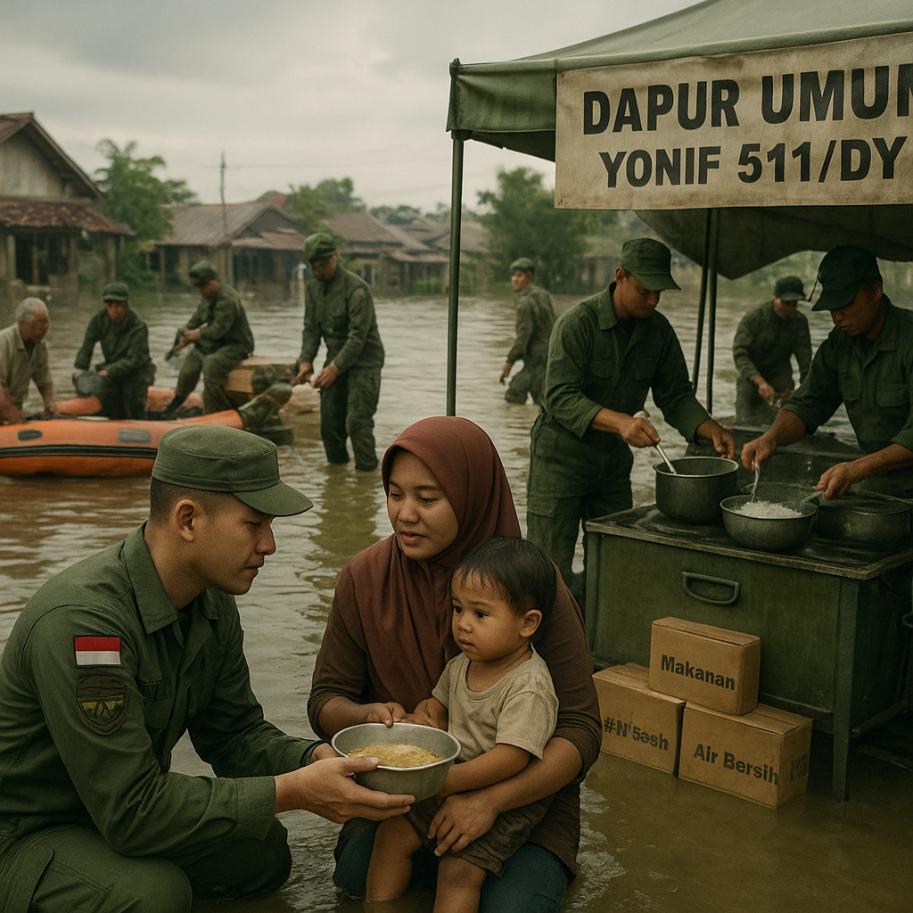 Kisah Heroik Penyelamatan Korban Banjir oleh Prajurit Yonif 511, Dari Makanan hingga Keamanan Terjamin