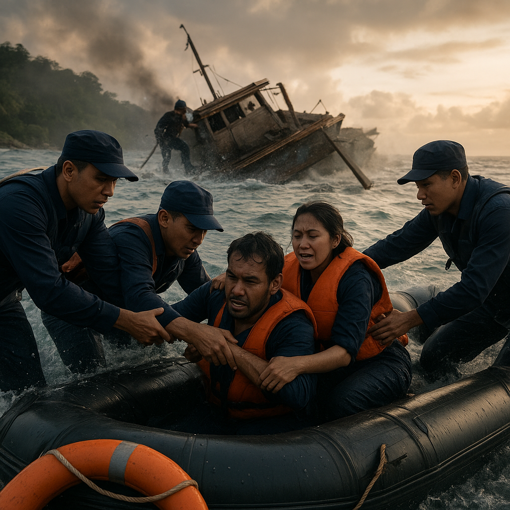 Prajurit TNI AL Selamatkan Warga Sipil dari Kapal Tenggelam di Perairan Sulawesi