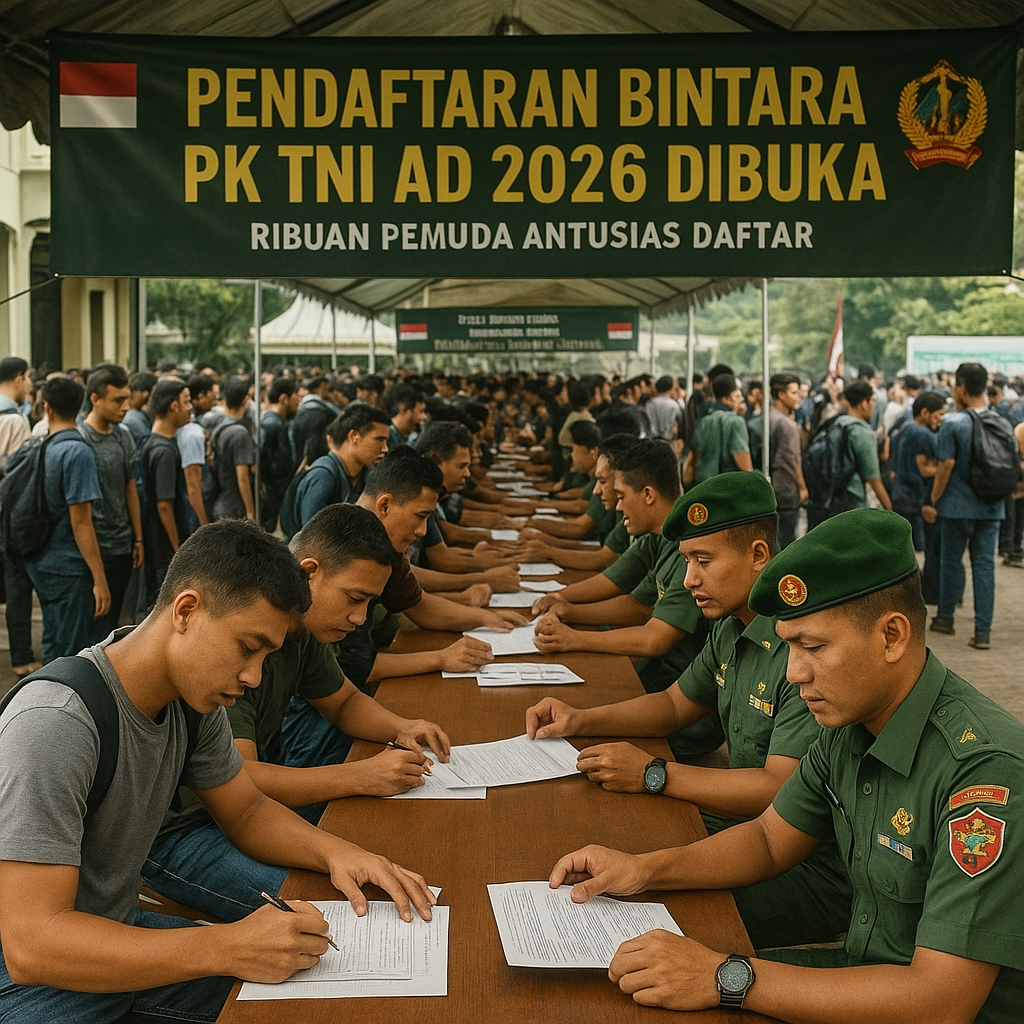 Pendaftaran Bintara PK TNI AD 2026 Dibuka, Ribuan Pemuda Antusias Daftar