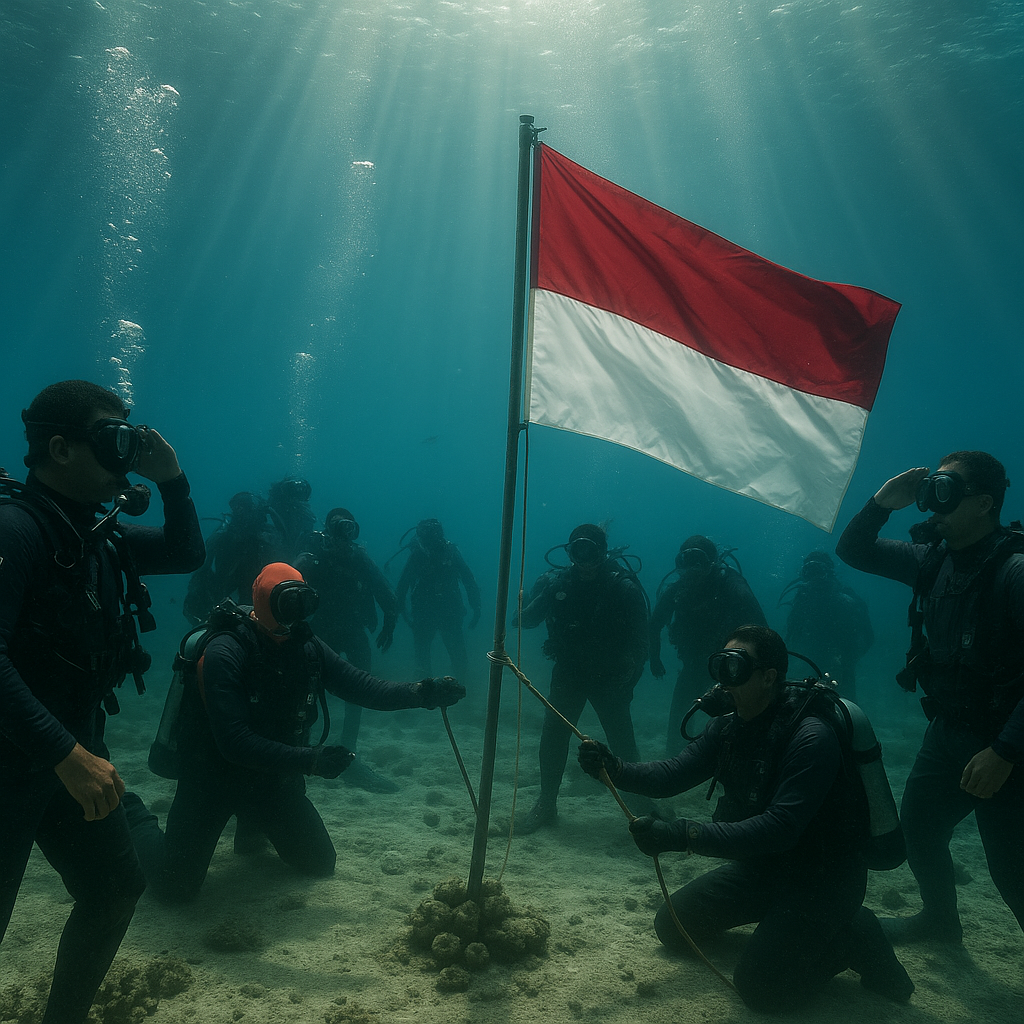 23 Penyelam TNI-Polri Kibarkan Merah Putih di Dasar Laut Kupang sebagai Simbol Kesiapsiagaan