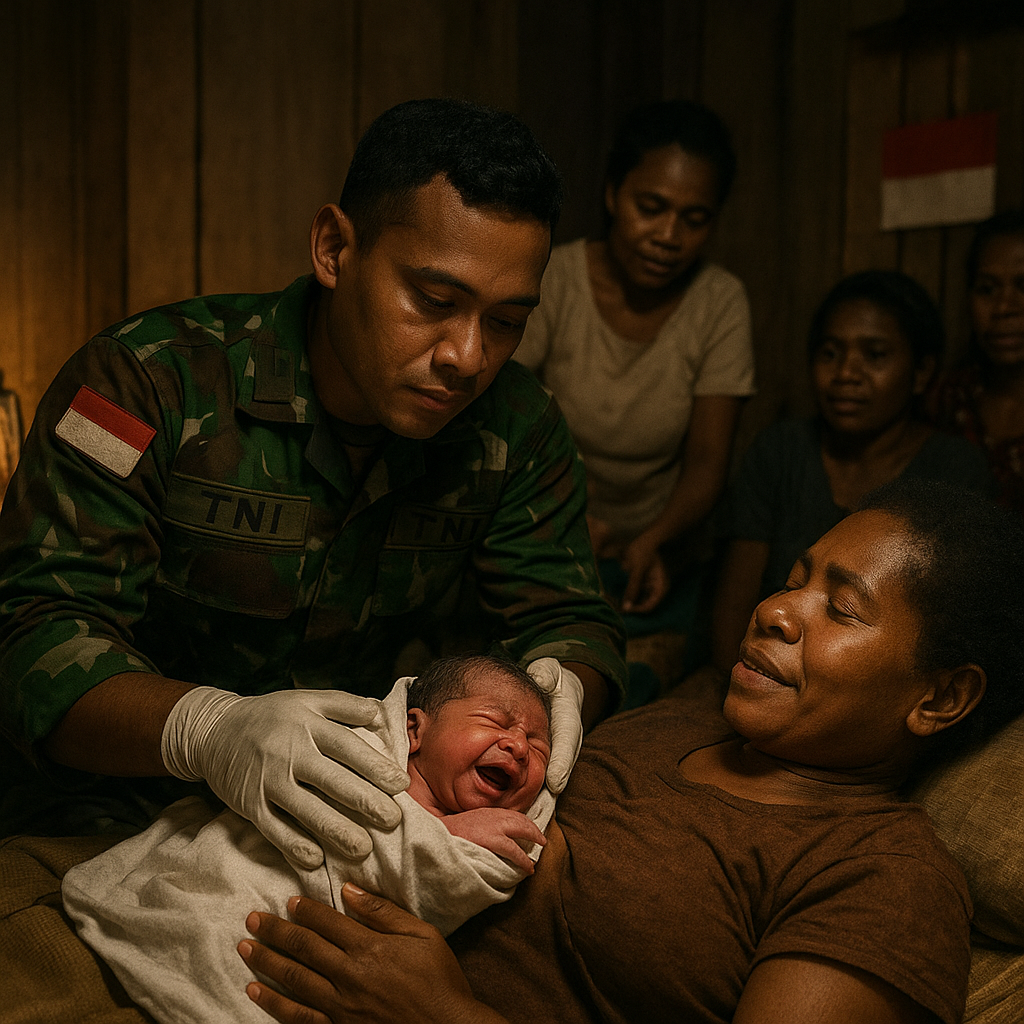 Kisah Haru Prajurit TNI Bantu Persalinan Ibu Hamil di Pos Terpencil Papua