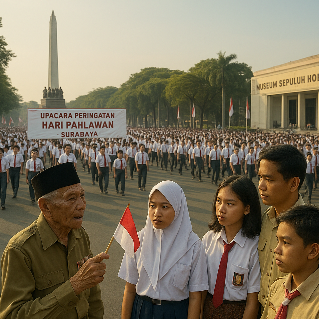 Upacara Peringatan Hari Pahlawan di Surabaya: Ribuan Pelajar Ikuti Napak Tilas Perjuangan Arek-Arek Suroboyo