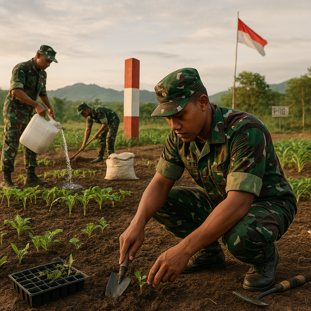 Prajurit TNI di Perbatasan RI-PNG Manfaatkan Lahan Kosong untuk Ketahanan Pangan