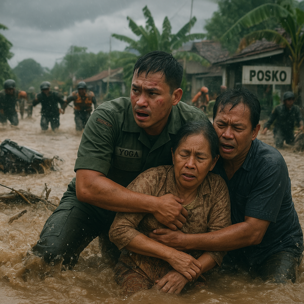 Kisah Heroik Kopral Yoga: Selamatkan Warga dari Banjir Bandang dengan Menggunakan Tubuhnya sebagai Perisai