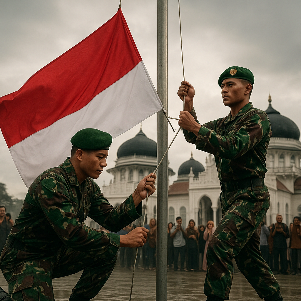 Seskab Apresiasi Keberanian Prajurit Pengibar Merah Putih di Aceh