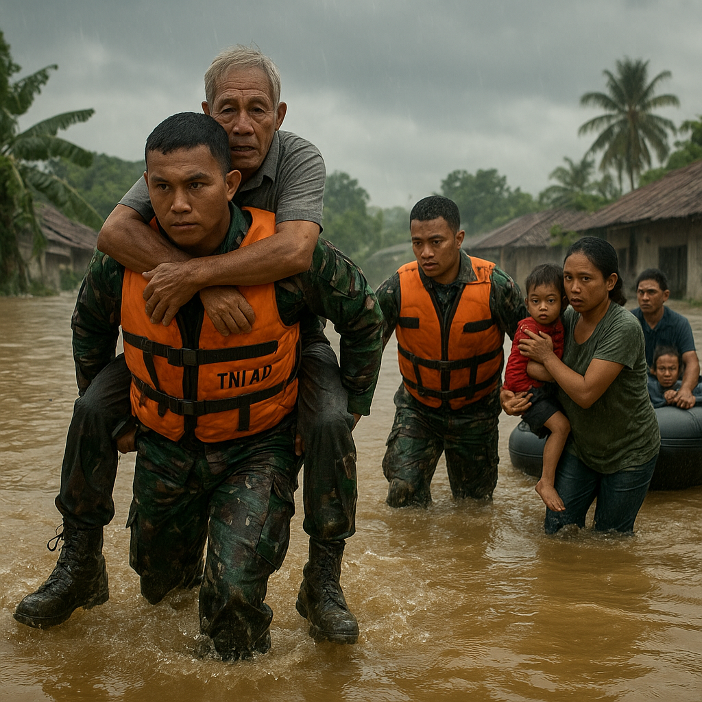 Prajurit TNI AD Selamatkan Warga Banjir di Jawa Barat, Tunjukkan Jiwa Korsa dan Pengabdian