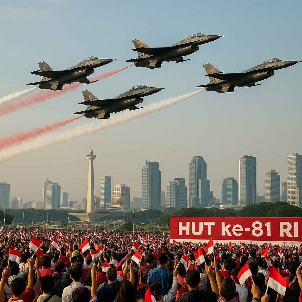 Flypast F-16 TNI AU Warnai Puncak Peringatan HUT ke-81 RI di Ibu Kota