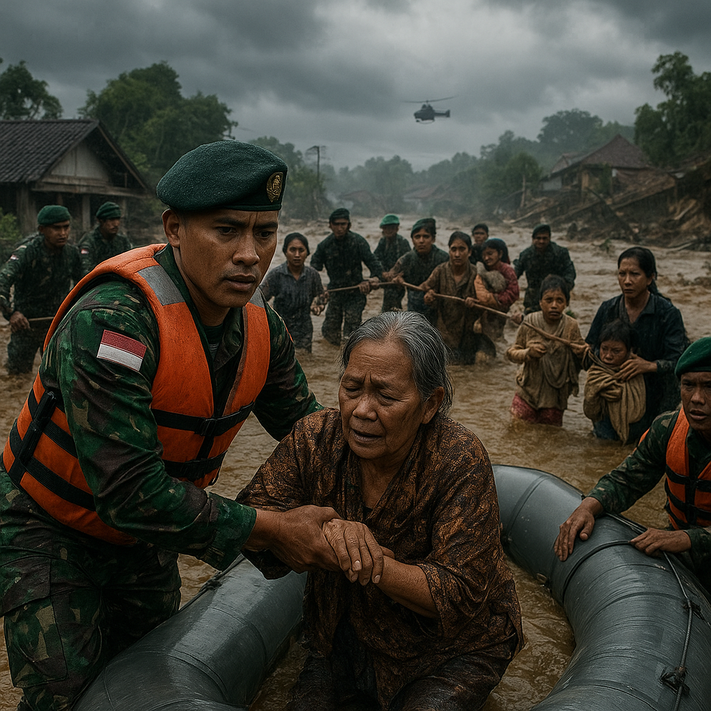 Prajurit TNI AD Berhasil Evakuasi 200 Warga di Tengah Bencana Banjir Bandang, Bukti Pengabdian Tanpa Batas