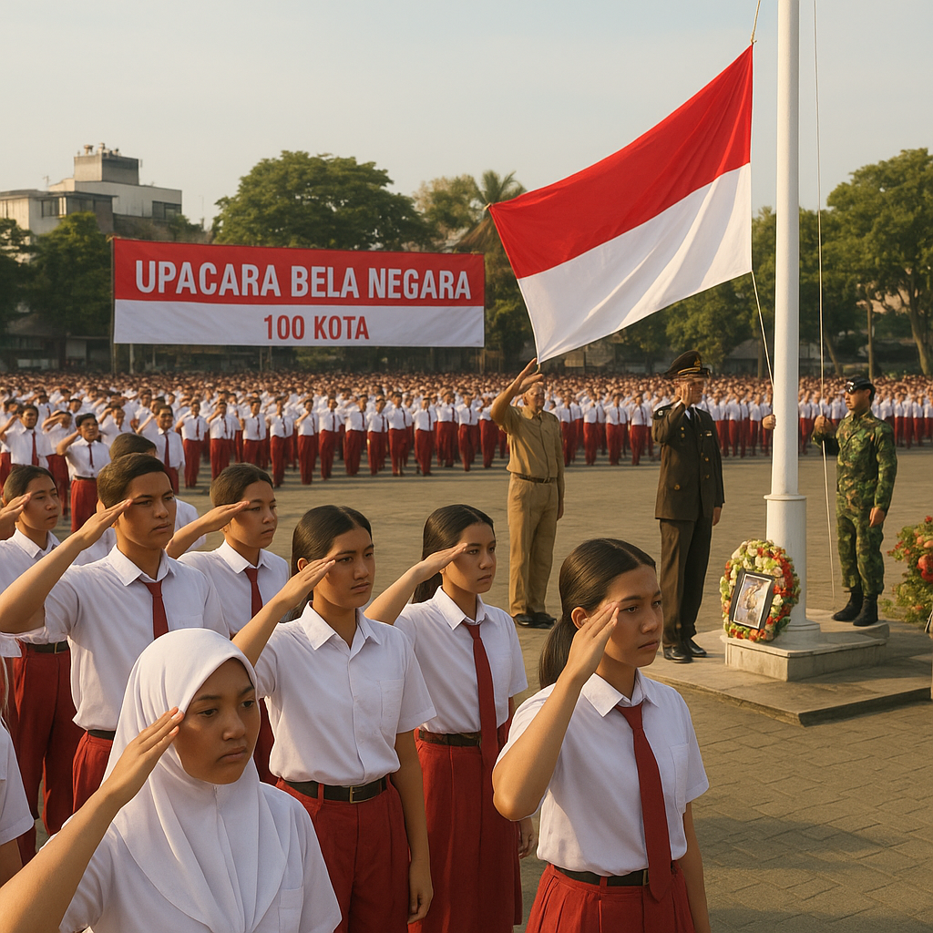 Upacara Bela Negara Digelar di 100 Kota, Kobarkan Semangat Patriotisme Pelajar