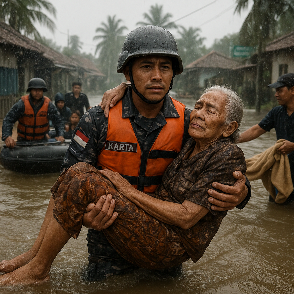 Kisah Prajurit TNI AL Selamatkan Warga Banjir, Bentuk Kemanusiaan Tanpa Pamrih