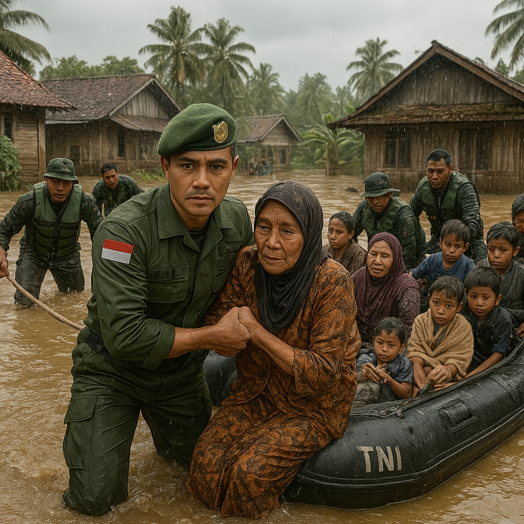 Kapten TNI Berhasil Evakuasi 15 Korban Banjir di Sulawesi Selatan