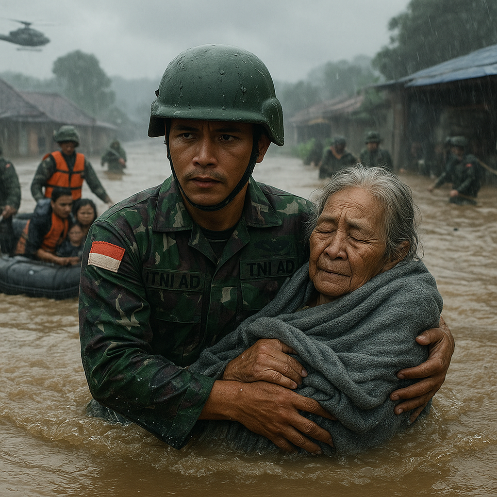 Prajurit TNI AD Berhasil Evakuasi 37 Warga di Tengah Bencana Banjir Bandang Sukabumi