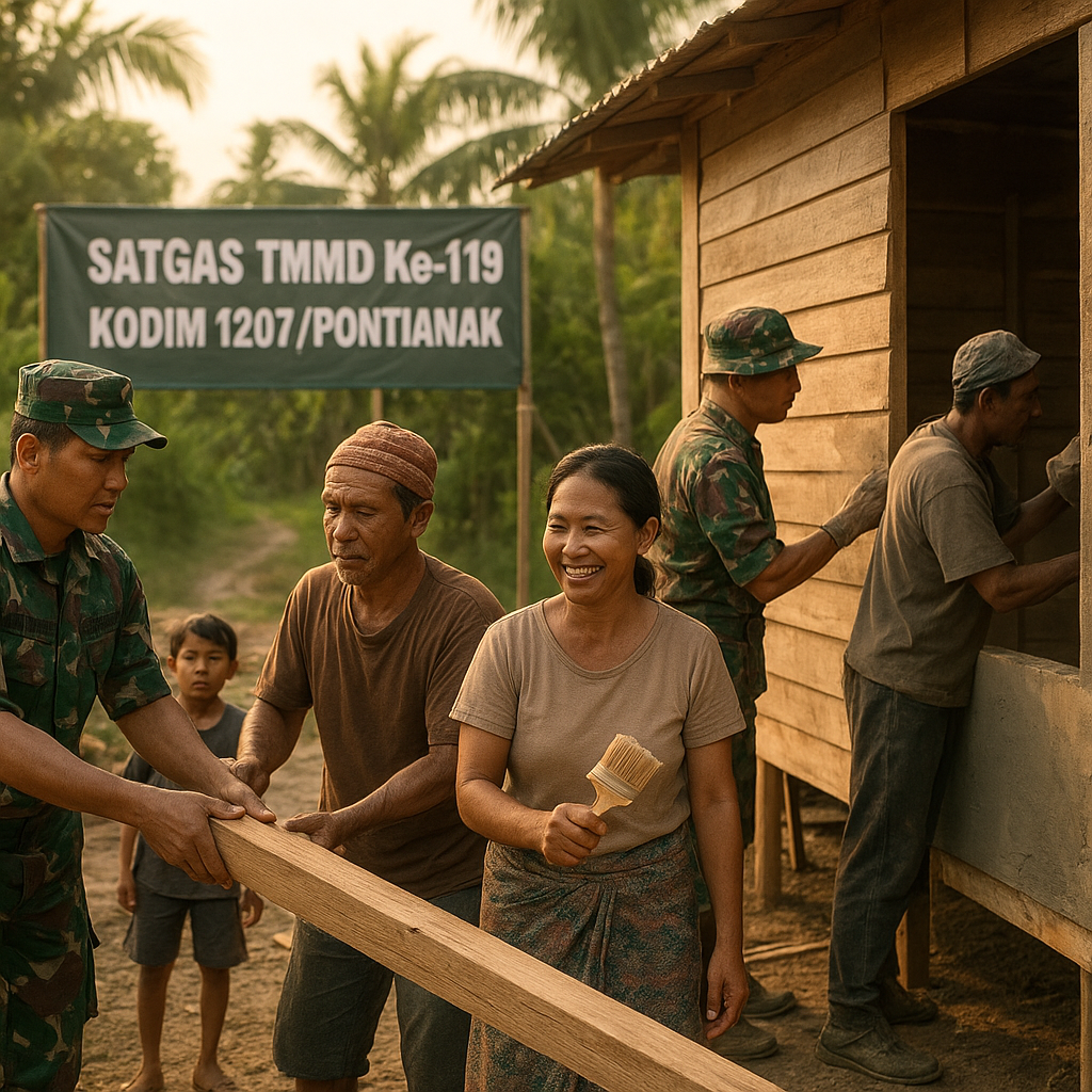 Satgas TMMD Ke-119 Kodim 1207/Pontianak Bantu Pembangunan Rumah Warga Tidak Mampu