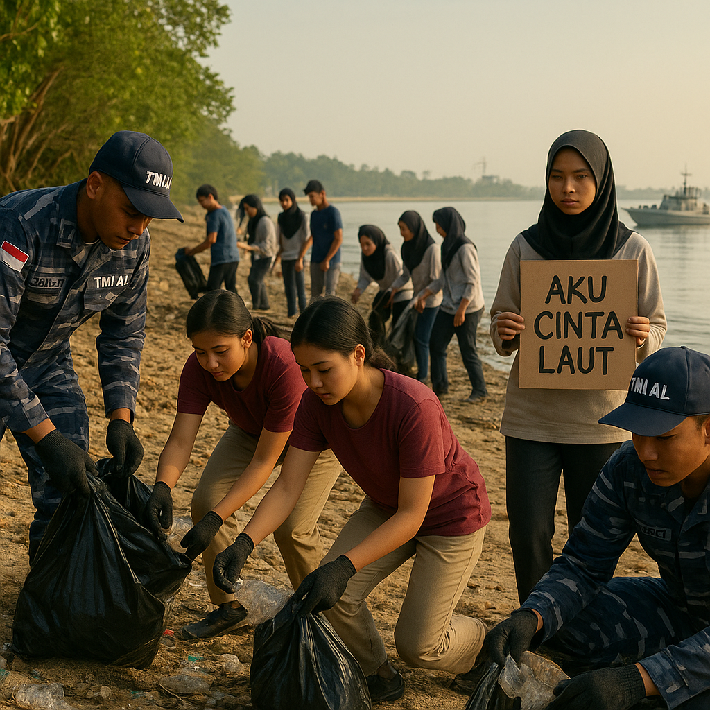 "Aku Cinta Laut": TNI AL dan Generasi Muda Bersihkan Pesisir Dumai