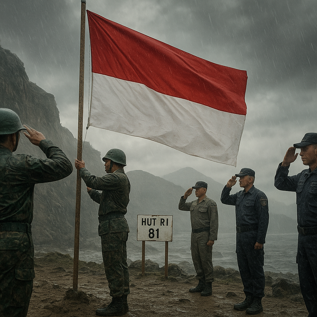 Upacara HUT RI ke-81 di Perbatasan: Pengibaran Bendera di Tengah Tantangan Alam
