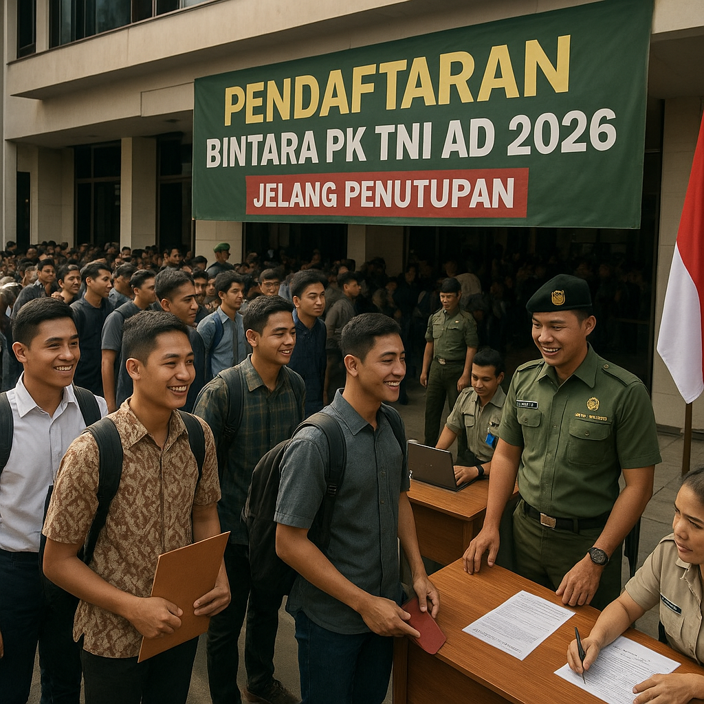 Jelang Penutupan, Pendaftaran Bintara PK TNI AD 2026 Dibanjiri Ribuan Pemuda Penuh Semangat