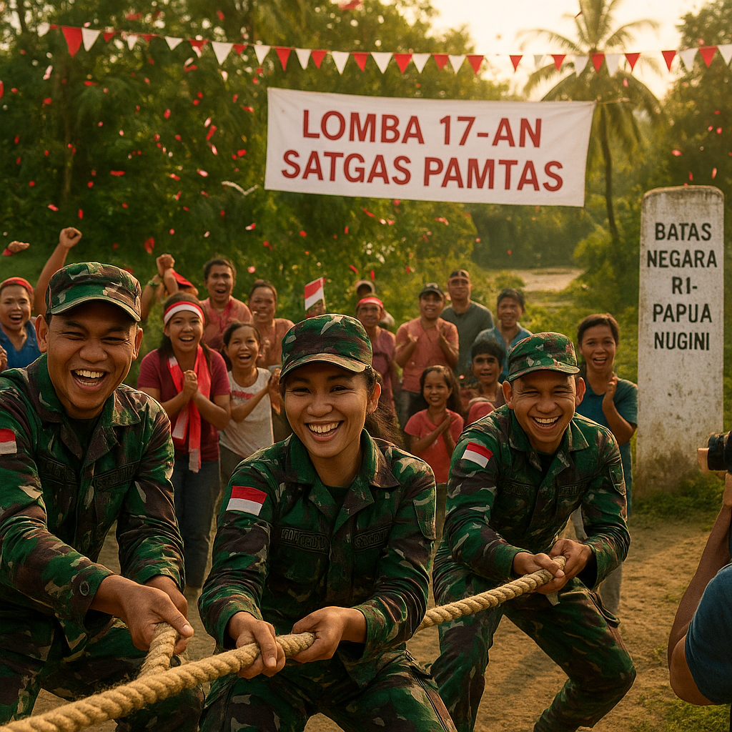 Mengukir Semangat Juang di Zona Perbatasan: Satgas Pamtas RI-Papua Nugini Gelar Lomba 17-an