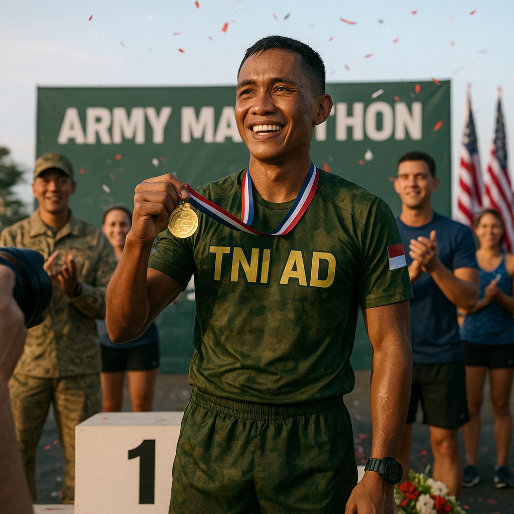 Prajurit TNI AD Cetak Sejarah, Juara Dunia Army Marathon di AS