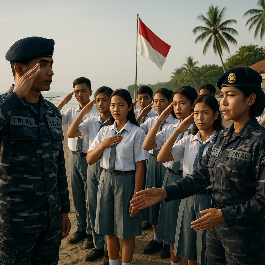 Prajurit TNI AL Beri Pelatihan Bela Negara kepada Pelajar di Pesisir Jawa