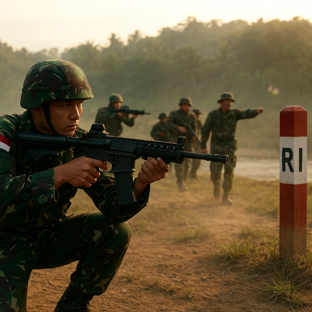 Geladi Pasukan Perbatasan: Prajurit TNI Latihan Tempur di Perbatasan RI-Malaysia