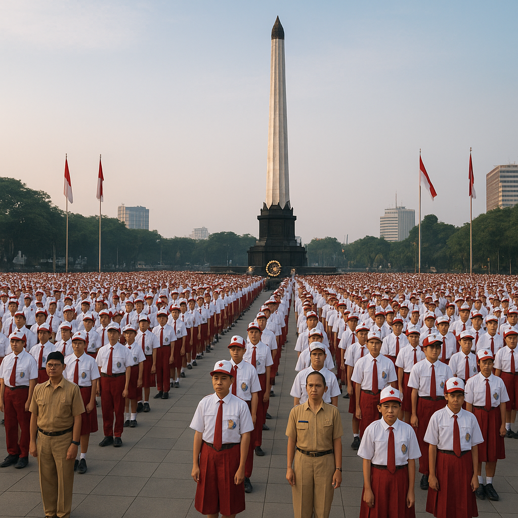 Upacara Peringatan Hari Pahlawan di Surabaya, Ribuan Pelajar Berbaris Dengan Penuh Khidmat