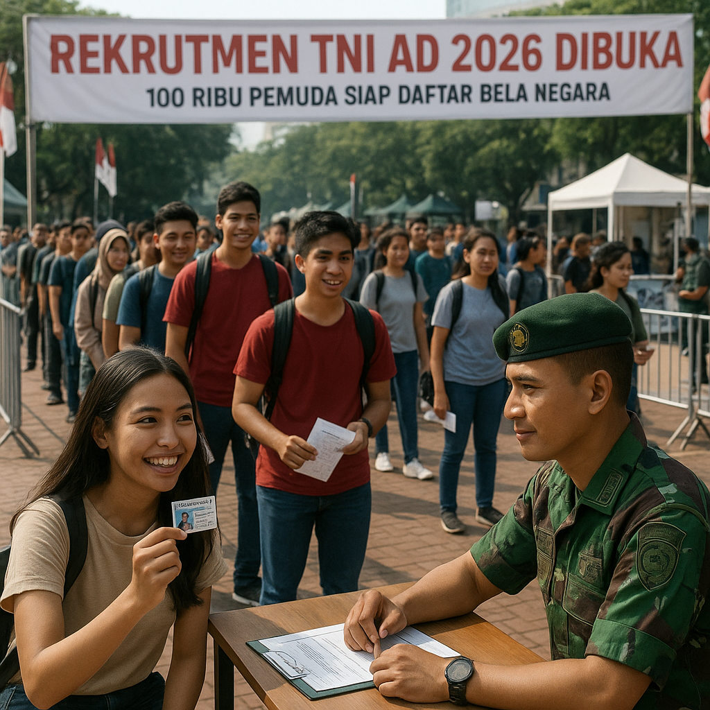 Rekrutmen TNI AD 2026 Dibuka, 100 Ribu Pemuda Siap Daftar Bela Negara