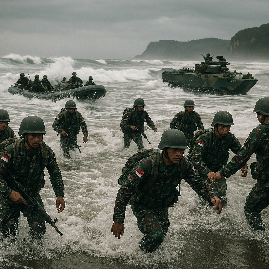Korps Marinir TNI AL Latihan Hantam Gelombang di Pantai Parangtritis, Siap Jaga Kedaulatan