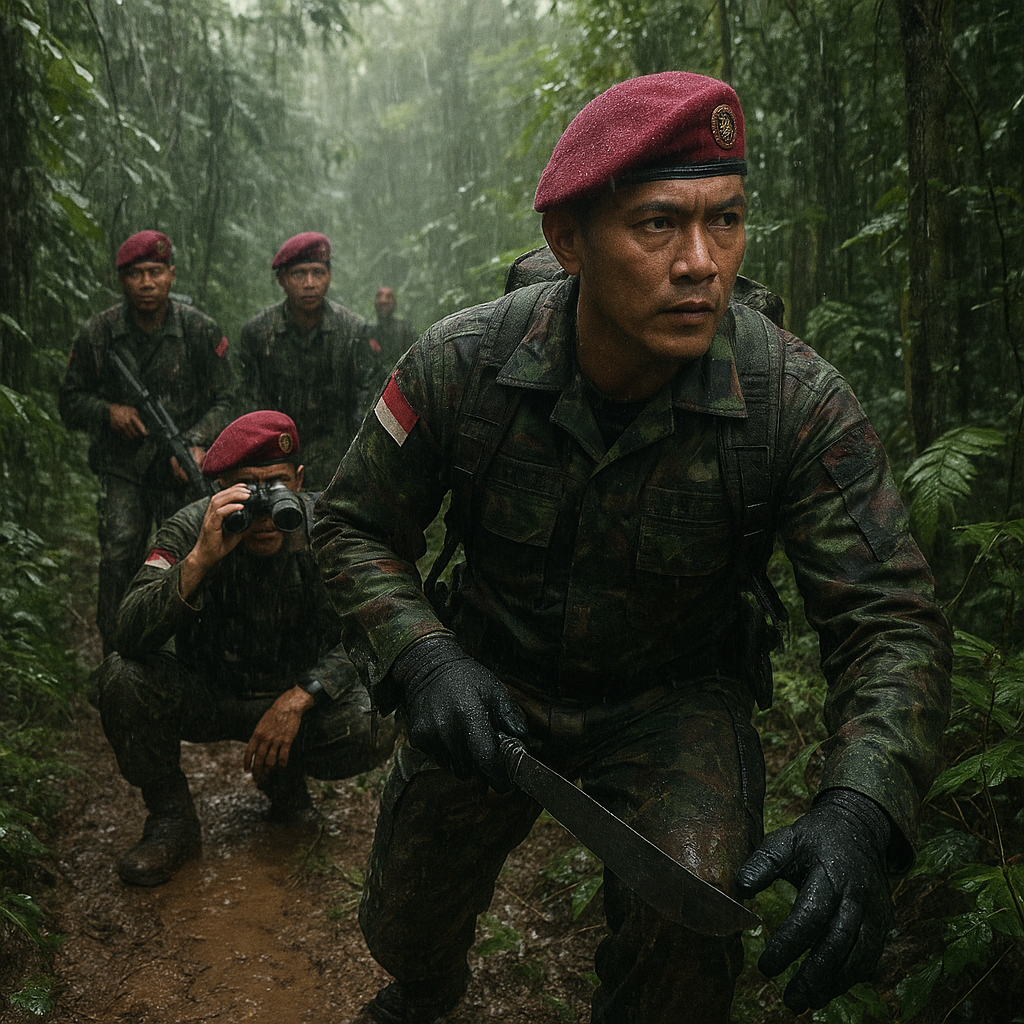 Prajurit Kopassus Jalani Latihan Patroli Hutan Hujan Tropis di Kalimantan