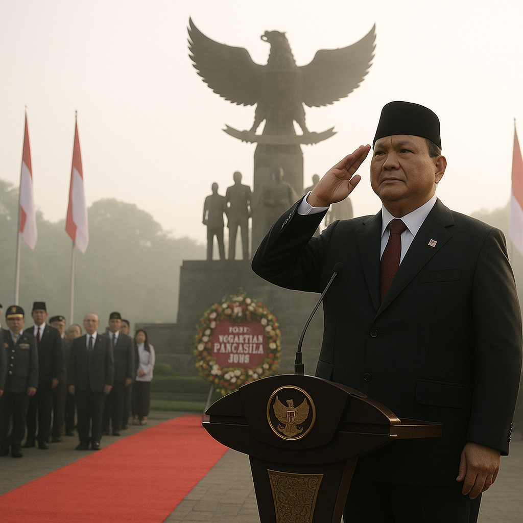 Presiden Prabowo Pimpin Upacara Khidmat Peringati Hari Kesaktian Pancasila di Lubang Buaya