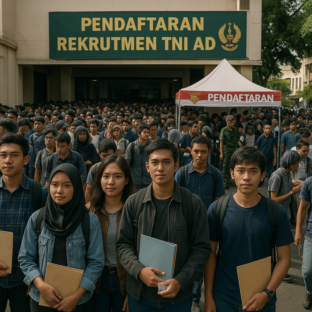 Ribuan Pemuda Muda Memadati Pendaftaran Rekrutmen TNI AD, Semangat Bela Negara Membara
