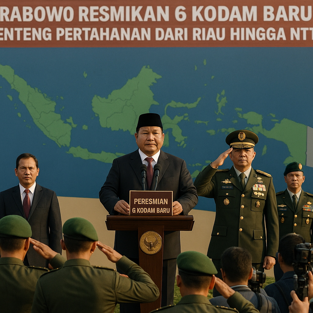 Prabowo Resmikan 6 Kodam Baru: Benteng Pertahanan dari Riau hingga NTT